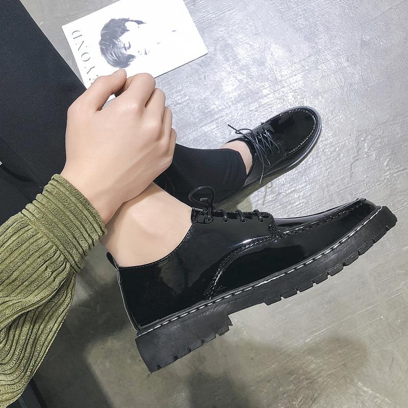 Pantofi strălucitori din piele, pantofi britanici din piele, pantofi casual pentru bărbați, versiune coreeană, versatili, pantofi mici din piele, cu platformă, pantofi de lucru Martin, pantofi pentru comerț exterior