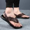 Herren Leder Hausschuhe 2024 Sommer Luxus Marke Männer Flip-Flops Indoor Outdoor Soft Beach Dual Zweck Casual Schuhe Größe 38-44