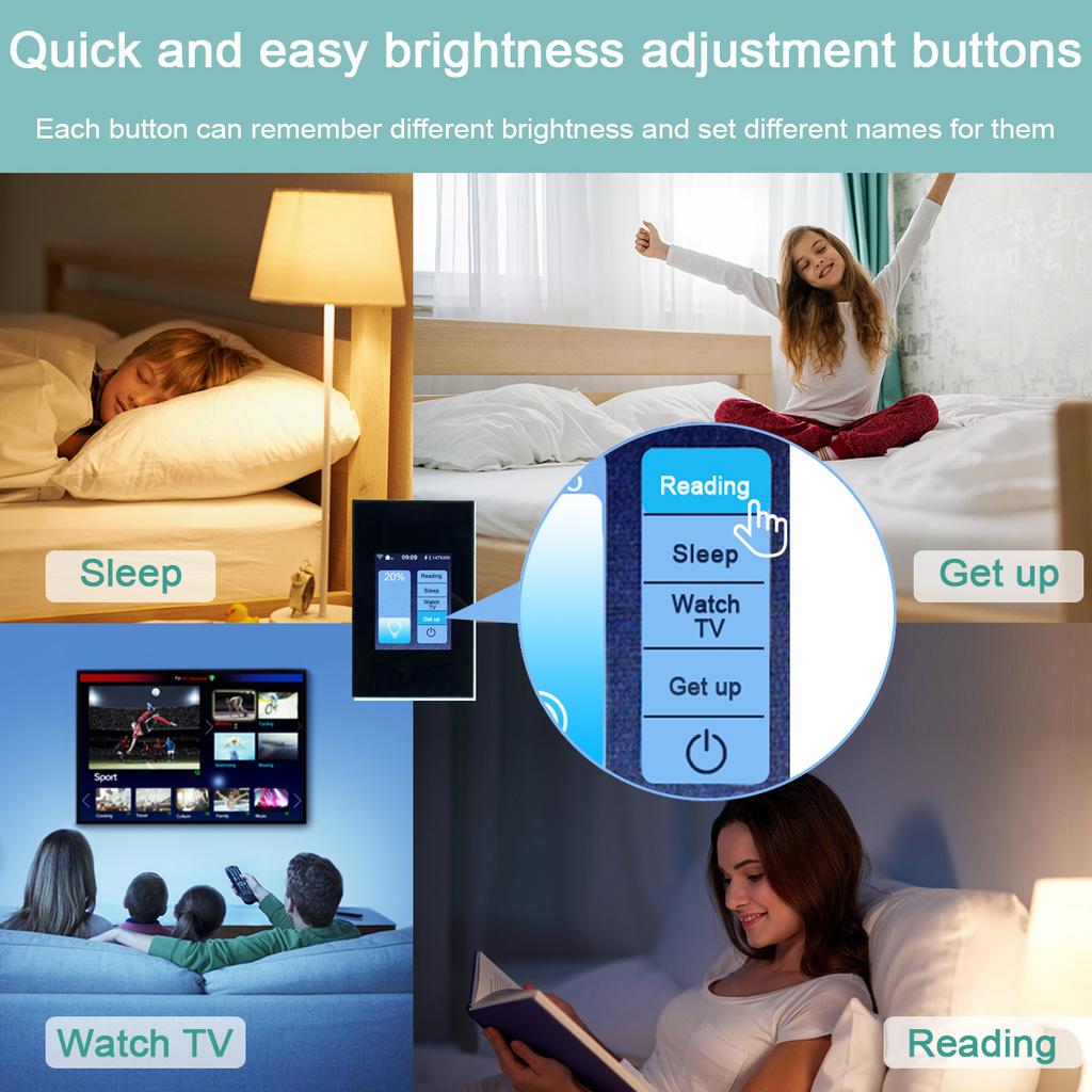 Lanbon Tuya Wifi Smart Dimmer Switch L8 LCD Touch Panel Zigbee Light Wall Switch Smart Home for Bedroom House Alexa