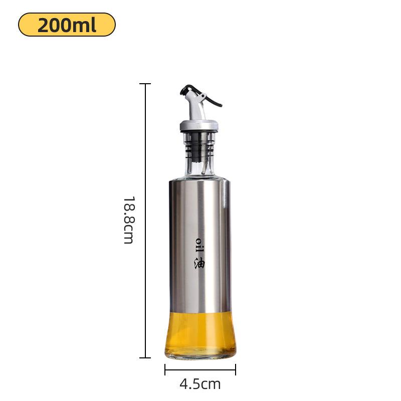 Stainless Steel Press-Type Oil and Vinegar Bottle with Scale for Kitchen Use