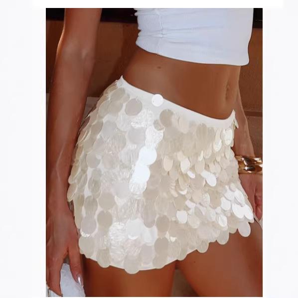 Jupe Mini Bodycon à Sequins Élégante Style Européen & Américain - Style Fête & Vacances