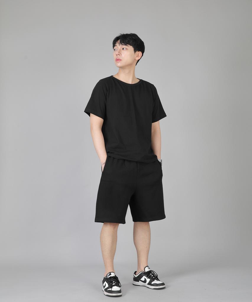 Seinteukeulu Plain Sweat Shorts Ess-352 Black