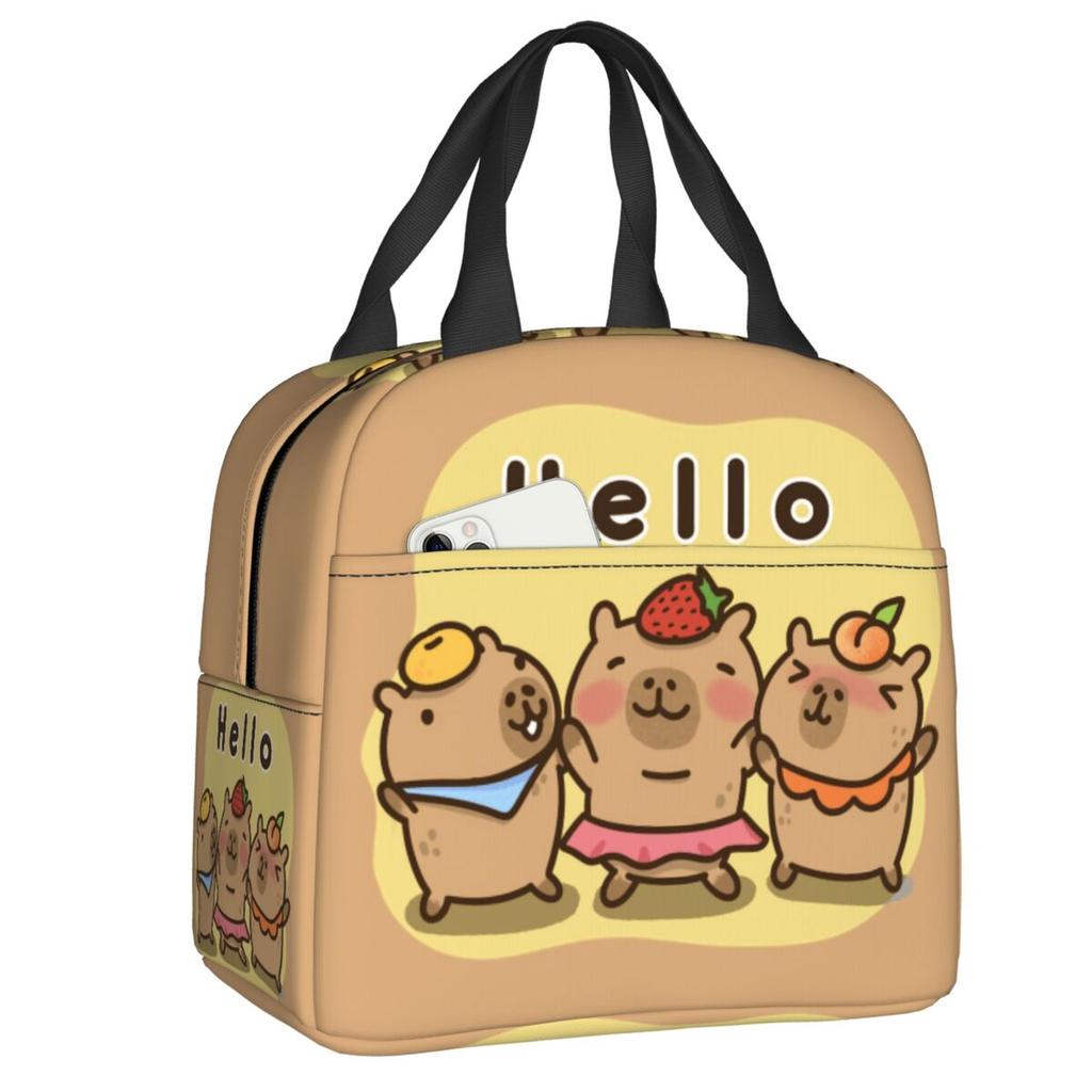Custom Chilling Capybara Insulated Lunch Bag for Women Portable Cooler Thermal Lunch Box Kids School Children