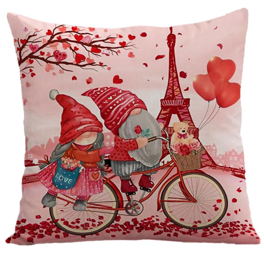 Розовая плюшевая декоративная наволочка на День святого Валентина 45x45cm