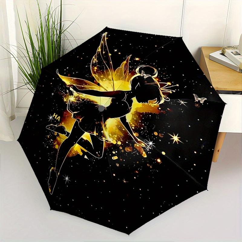 

Disney Tinker Bell, Sparkle Automatic Open/Close Umbrella - Cute Umbrella with Cute Design, Portable 3-Fold Compact Umbrella for Men & Women