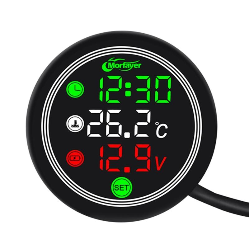 Electronic Timer Time Thermometer Voltmeter 4 In 1 Waterproof Digital Display