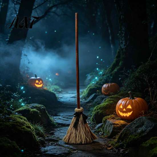 Decorazione Elettrica per Festa di Halloween, Giocattolo Scopa Elettrica, con Accessorio Oscillante Attivato al Tocco, Scopa da Strega in Paglia Retro, per Esposizione in Cortile Realistico