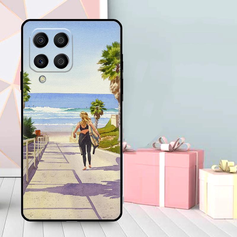 HAWAII BEACH SURF GIRL SURFING ART Case For Samsung Galaxy M36 M12 M52 M06 M16 M56 M33 M15 M55 M31 M13 M14 M53 M32 M35 M34 M54