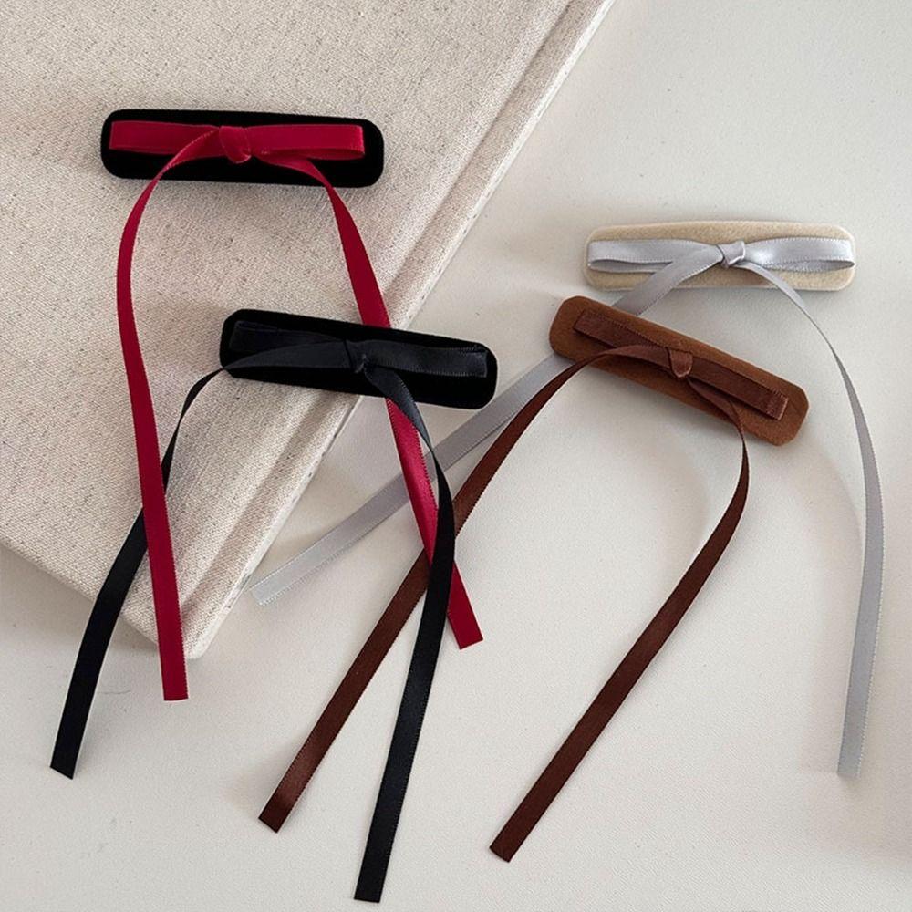 

Длинная кисточка, балетная заколка с бархатным бантом, Y2k, лента с бантом, заколка для волос, женские аксессуары для волос