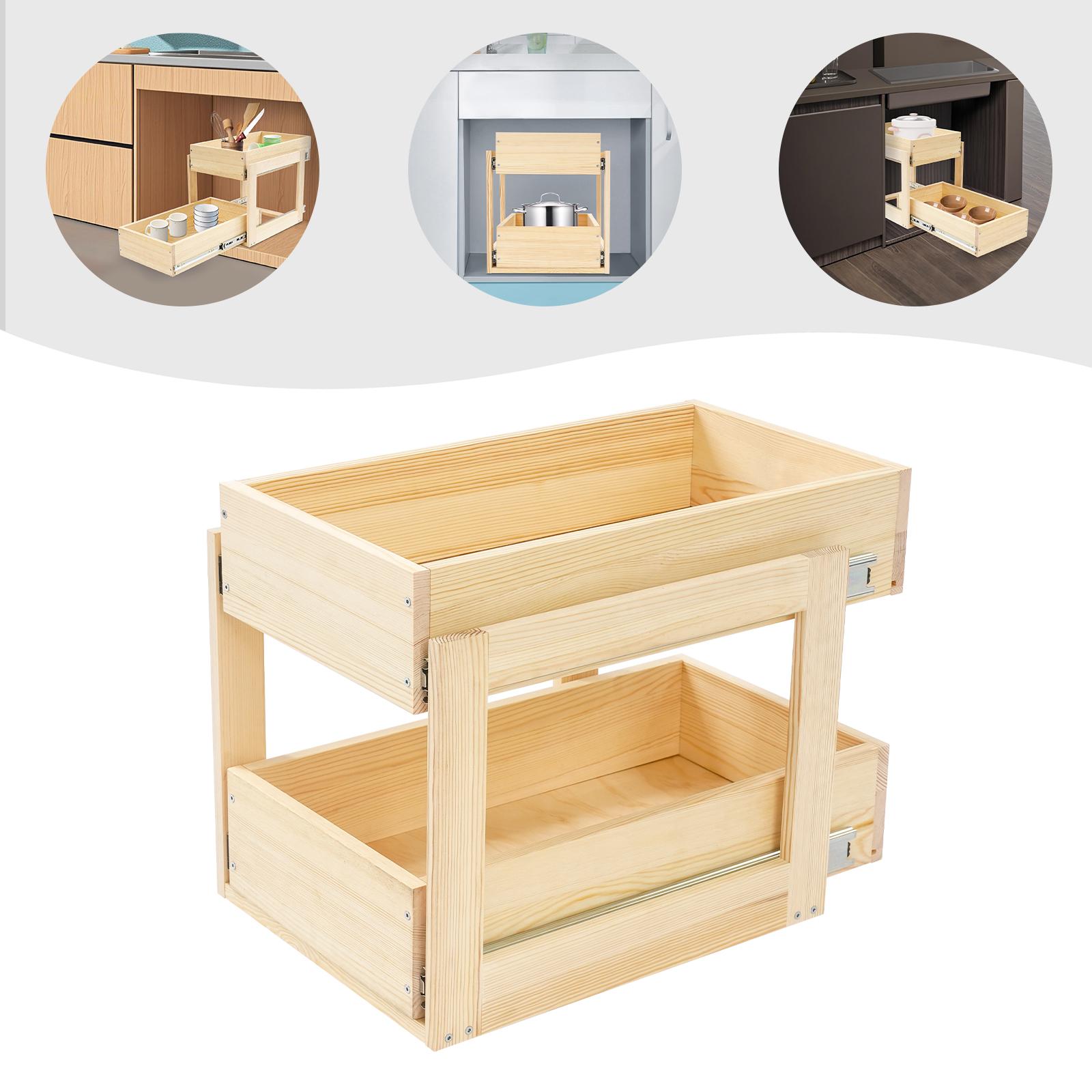 

Органайзер для шкафа из массива сосны, 1,5 см, маленький/средний/большой, прямоугольные полки-выдвижные ящики цвета дерева для хранения на кухне