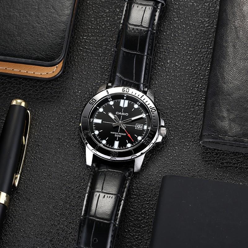 Casio Standard Series Waterproof Business Quartz Movement Leather Strap Watch Men watches Black MTP-VD01L-1EVUDF