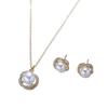 South Sea Shell Pearl Gold-Color Jewelry Sets for Women Cubic Zirconia Necklace Earrings With Party Birthday Wedding Gift