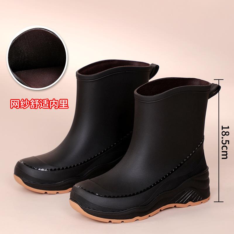 

New waterproof shoes women s rain shoes non-slip short tube outer wear rain boots adult Korean version versatile water boots wear-resistant 36 чорний