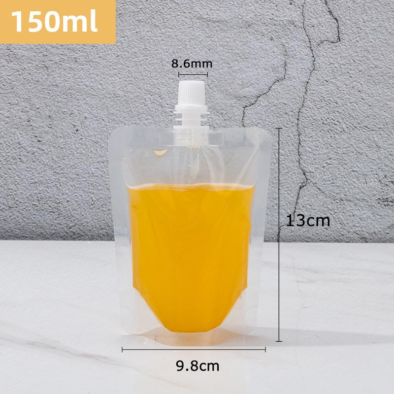 100pcs Independence Beverage Bags Transparent Self-reliance Suction Nozzle Bag Disposable Thickening Milk Tea Fruit Juice Packaging Sealing Bags