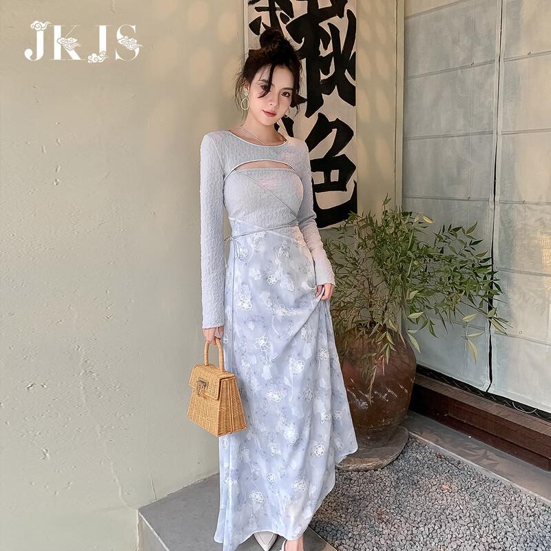 

Осенний новый китайский стиль цветочный топ-майка комплект из двух предметов M