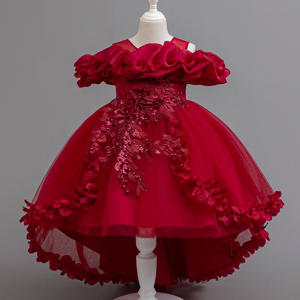 

Принцеса сукня з пишного тюлю з відкритими плечима для дівчаток - Наряд для виступу або весілля 120 cm червоний