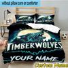 3pcs Custom Name Timberwolves Logo Bedding Set Includes 1 Duvet Cover & 2 Pillowcases for All Seasons Dormitory Home Decor Christmas gifts