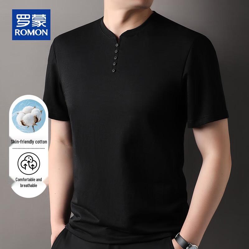 ROMON Men's Summer Stand-Up Collar Short-Sleeve T-Shirt