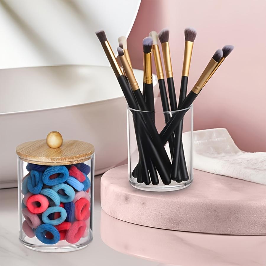 Kunststoff Badezimmer-Aufbewahrungsgläser mit Deckeln, Geeignet für die Badezimmerorganisation, Transparente Kunststoffbehälter zur Aufbewahrung von Wattestäbchen, Make-up-Pads