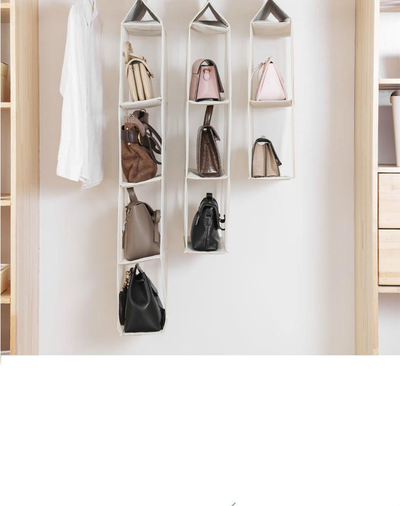6/8 Pockets Clear Hanging Handbag Organizer, Multi-Shelf Tote Bag Storage Rack with Swivel Hook for Wardrobe Closet