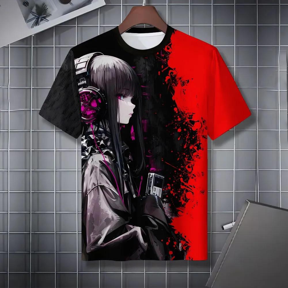 Summer Men's Casual Fashion Creative Casual Daily T-shirt Loose Casual T-shirt 3D Digital Color Printed T-shirt