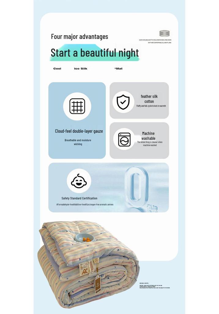 Class A All-Season Antibacterial Cotton Quilt: Winter, Spring, Autumn, and Summer Thin Quilt for Home & Dormitory