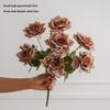 Single Stem Silk Rose Bouquet with Plastic Handle for Wedding Decoration