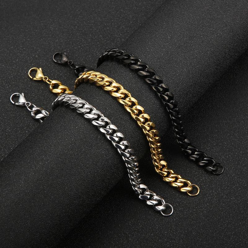 European & American Men's Fashion: Simple 316L Stainless Steel Cuban Chain Bracelet