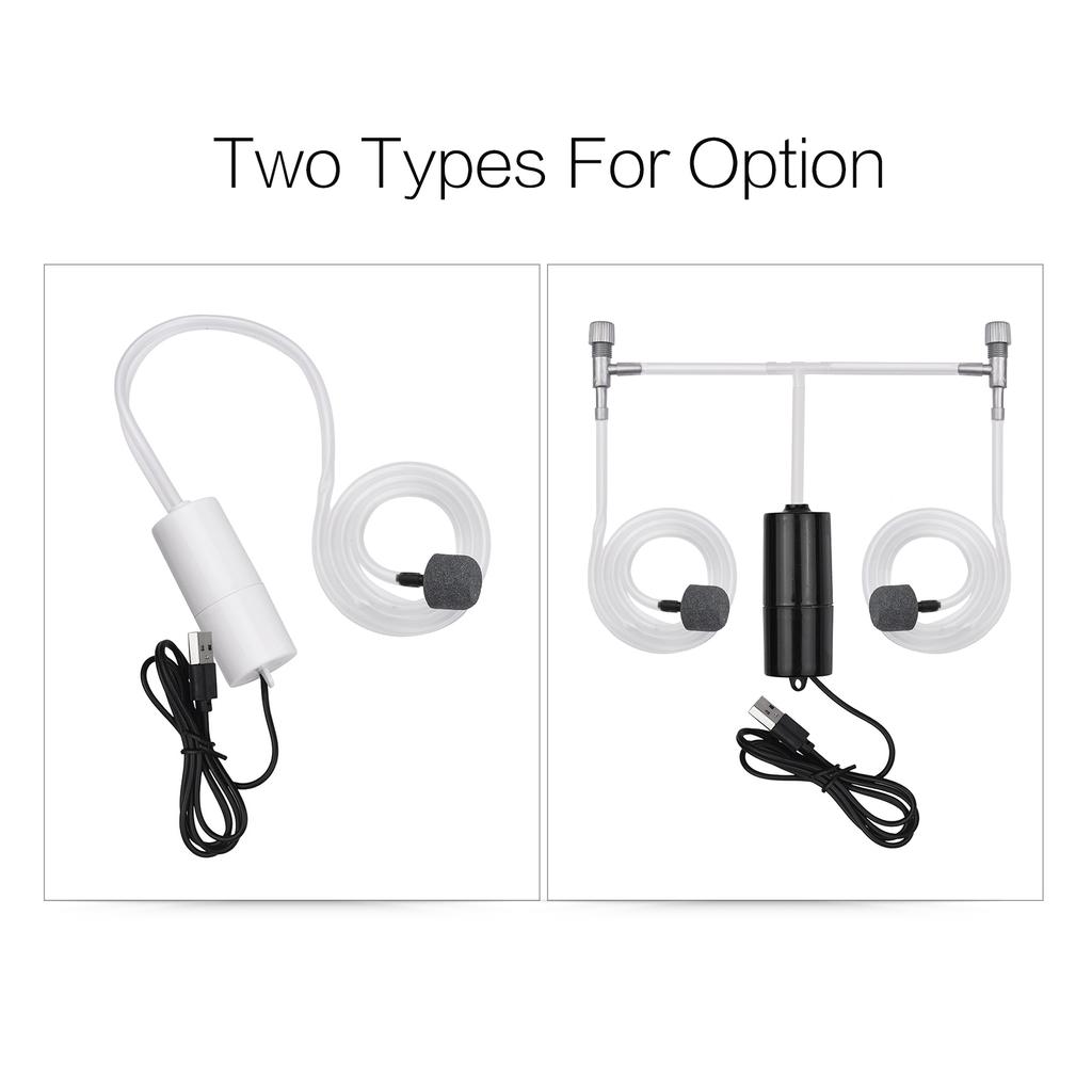 Aquarium USB Air Pump Small Oxygen Pump with Air Stone Tubing Hanging Buckle for Fish Tank Outdoor