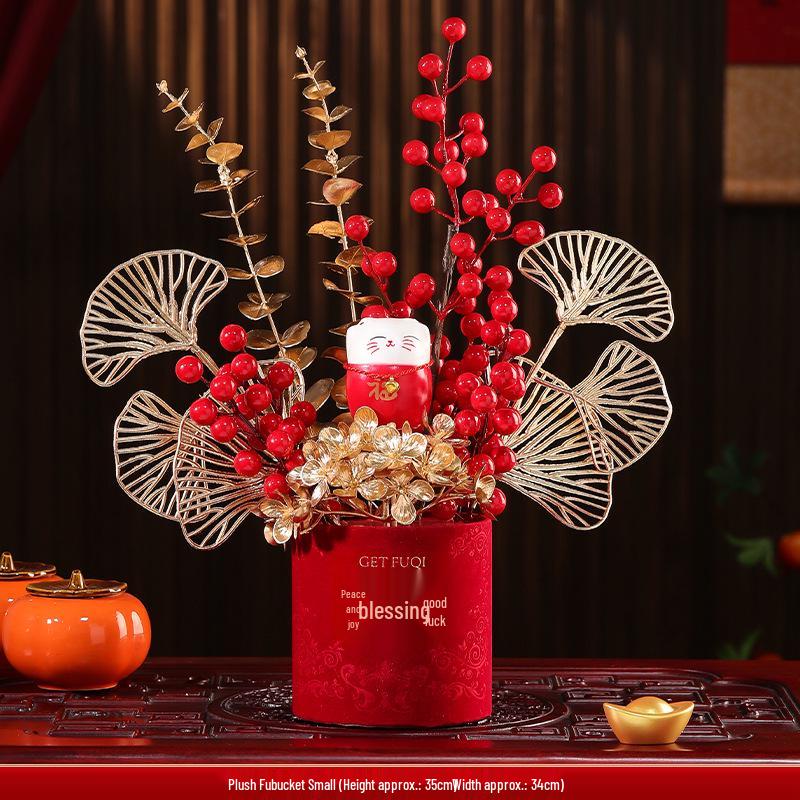 Housewarming Fortune Fruit Bucket Ornament Set - New Home Ceremony Essentials Complete