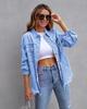New 2023 Women's Autumn/Winter Denim Cardigan - Solid Color, Single-Breasted Turn-Down Collar Shirt Jacket