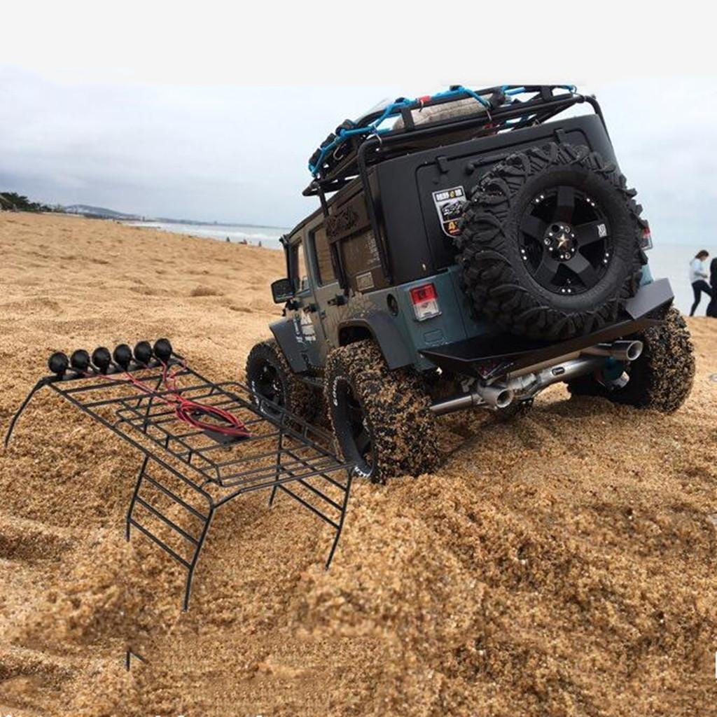 RC 1:10 Roof Luggage Rack LED Light Bar for D90 SCX10 Axial (Black)