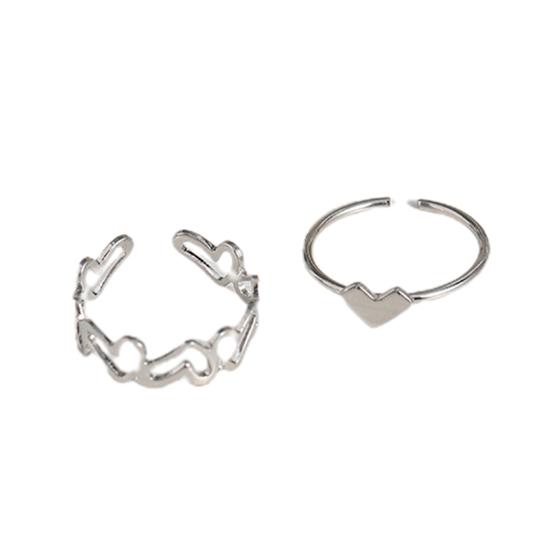 Finger Ring Hollow Out Plating Heart Jewelry Opening Adjustable Ring Valentines Day Gift