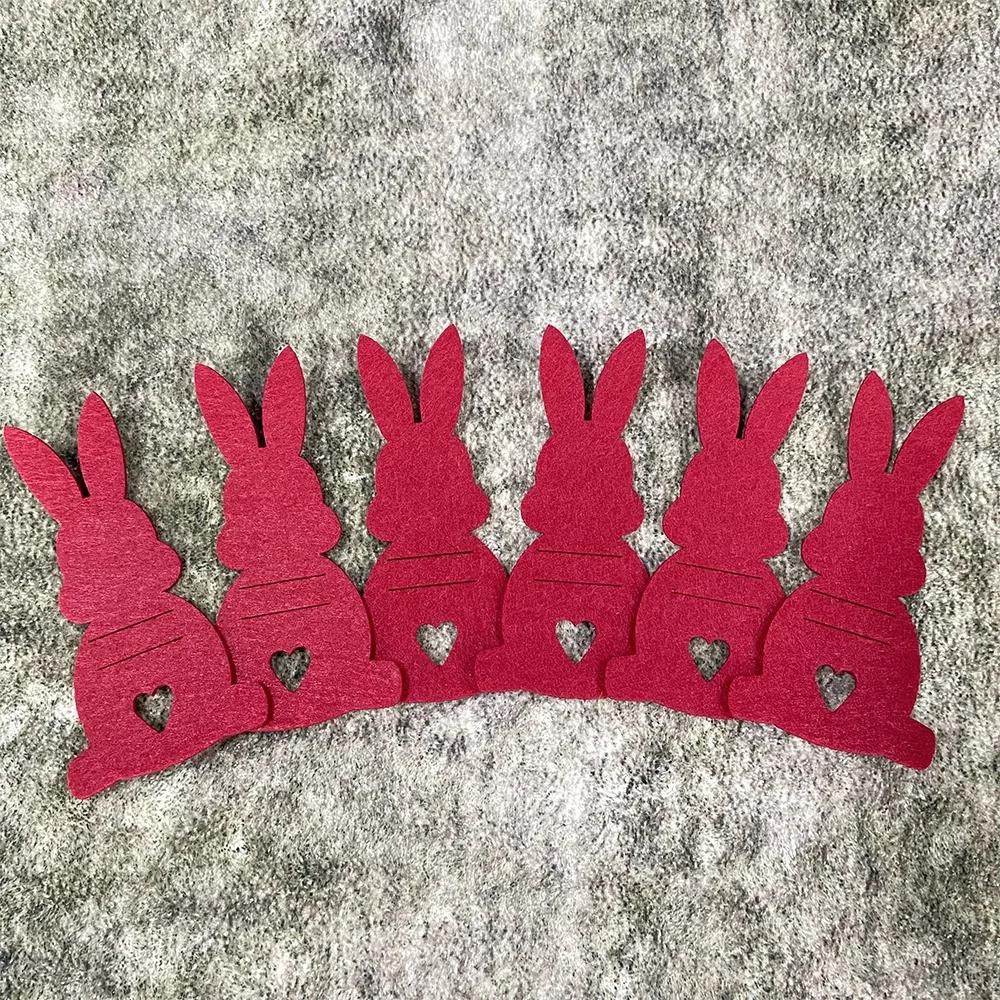 

6Pcs Cute Ornaments Easter Bunny Money Holder Unique Cotton Cloth Easter Money Holder Cards DIY Wallet Cake Rack Easter Decor красный