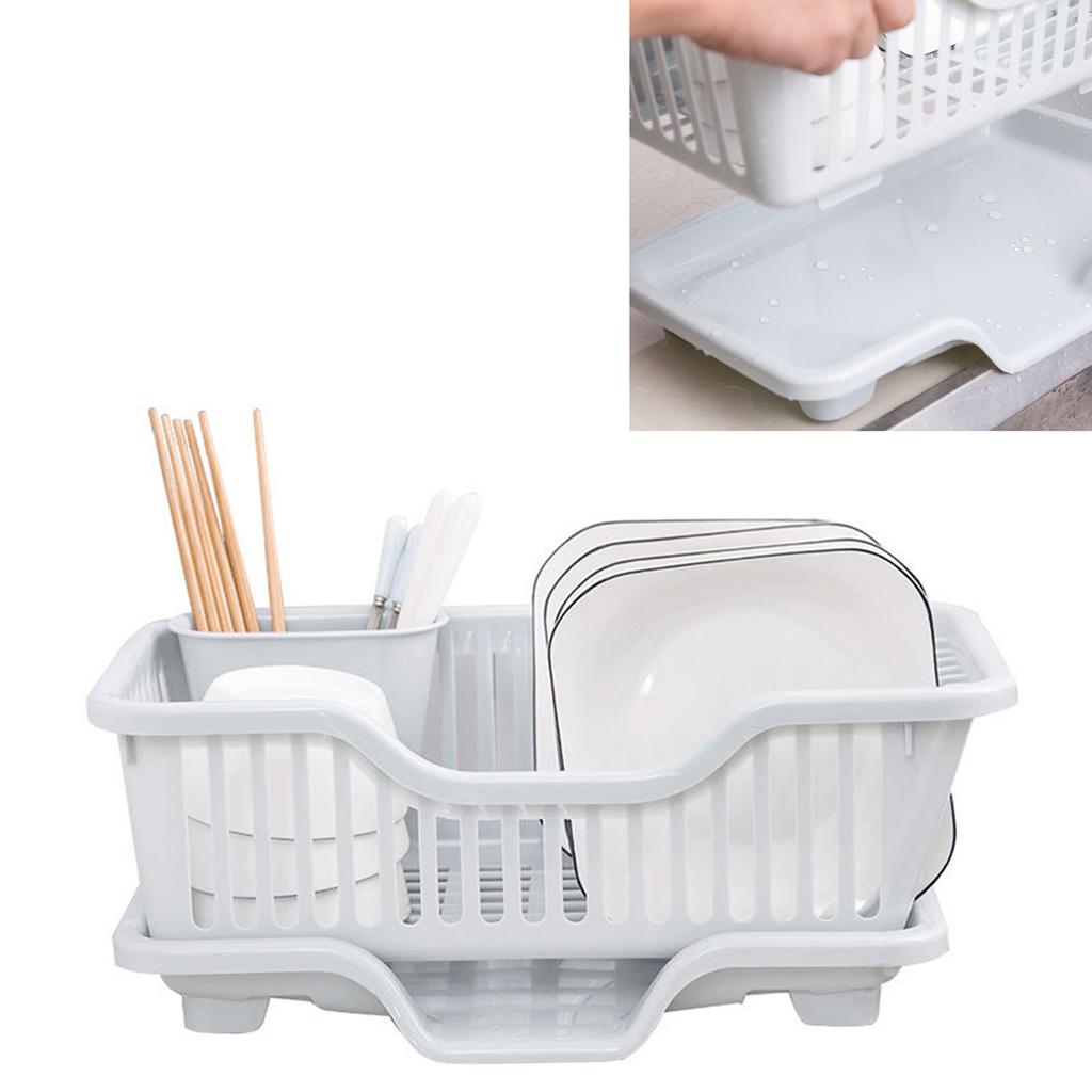 Dish Drying Rack with Drainboard Large Capacity Dish Drainer with Utensil Holder for Kitchen