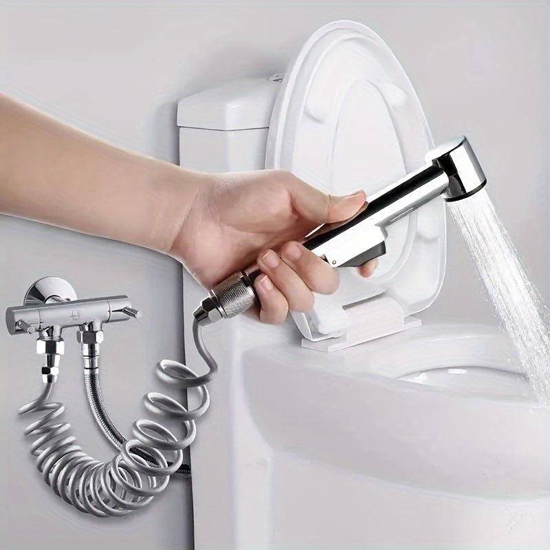 1pc Dual-Use Bathroom Handheld Bathtub Faucet with Pressure Flush Nozzle - Easy Installation, Modern Chrome Finish, Wall-Mounted, No Battery Needed