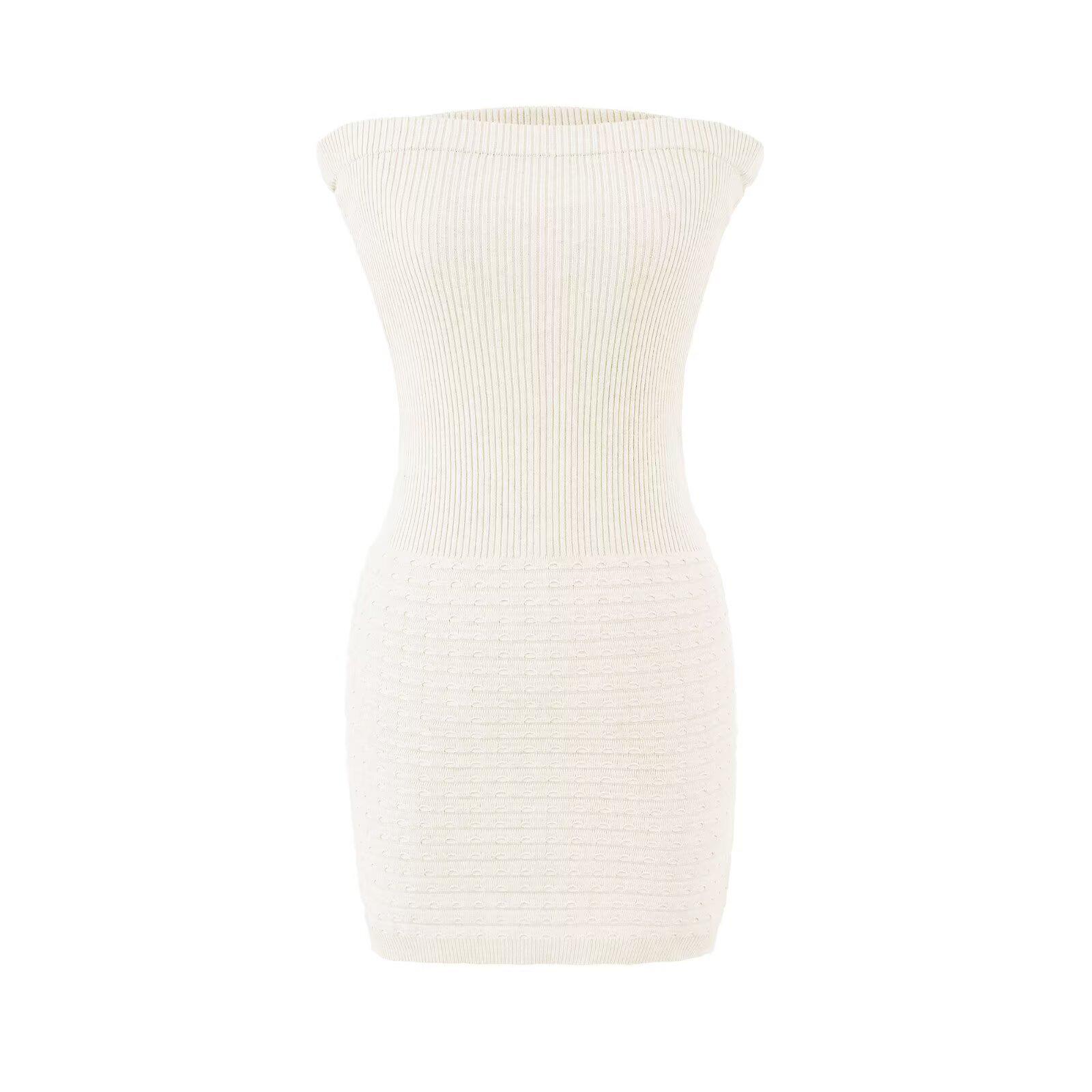 

Spicy Girl Sexy Slim-Fit Strapless Knit Dress – Versatile Hip-Hugging Short Skirt for Spring 2026 Small