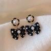 Cute Pearl Bowknot Colorful Polka Dots Bowknot Drop Pendant Earrings for Women Girls Party Dating Wedding Jewelry Accessories