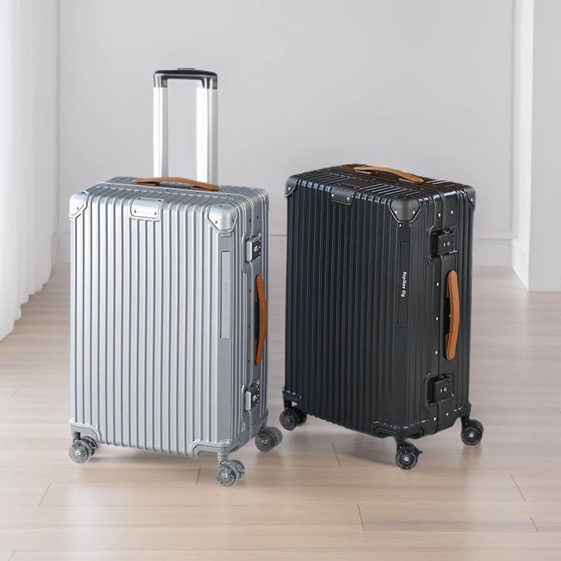 Silent Universal Wheels Suitcase: 20-Inch Carry-On for Women, 24-Inch Rideable for Men, Aluminum Frame, with Pull Rod and Travel Password Lock.