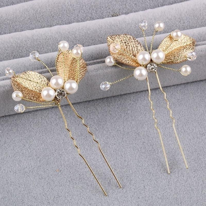 1Pcs New Flower Hairpin Bride Headdress For Women Pearl Mesh U-shaoped Hair Clips Fashion Girls Wedding Hair Accessories Jewelry