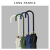 New small and fresh 16K straight pole umbrella long handle umbrella simple and fashionable solid color leather handle umbrella