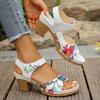 Fashion Women's Peep Toe Hihg Heel Sandals Summer Gladiator Shoes Chunky Heel Platform Women's Sandals Flower Ladies Heeled Shoes Q425