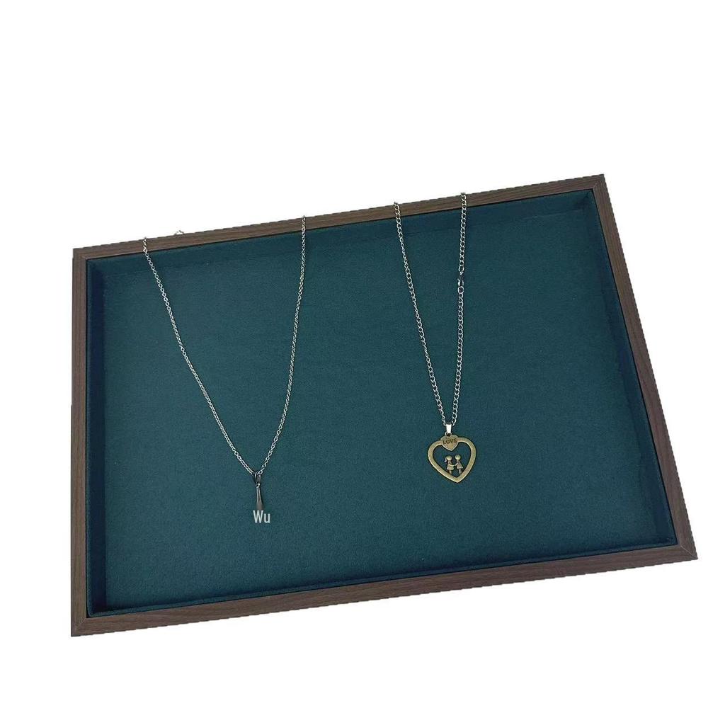 Beige Walnut Grain Wood Jewelry Display Tray for Earrings, Necklaces, and Bracelets