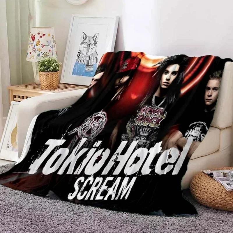 

Одеяло с принтом группы Tokio Hotel в стиле ретро, ​​теплое одеяло, фланелевое мягкое и удобное одеяло, постельное белье для путешествий, подарок на день рождения 30x40in