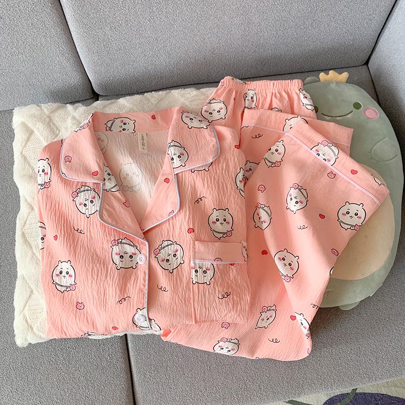 

Женский милый пижамный комплект Chiikawa из облачного хлопка - Весенне-осенний с длинным рукавом XL [Weight 120-140 lbs]