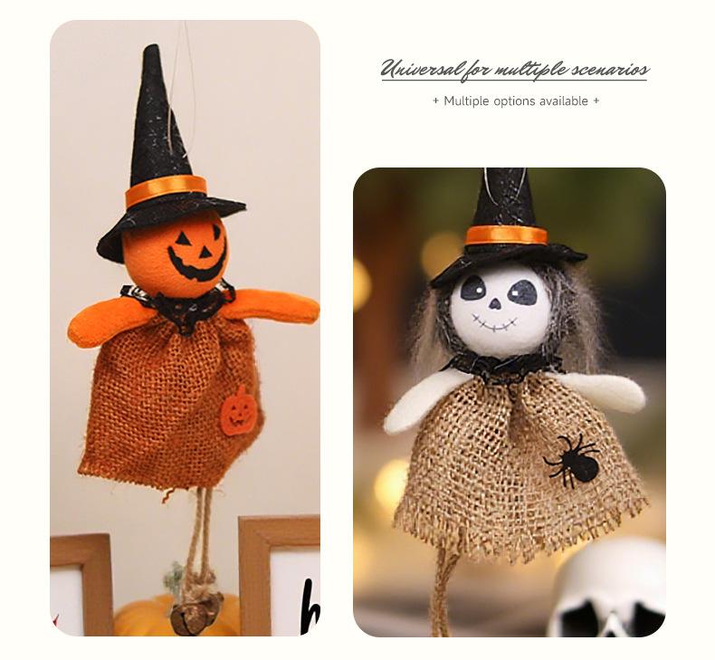 Cartoon Burlap Elf Pumpkin Doll Pendant for Halloween Decorations and Scene Dressing