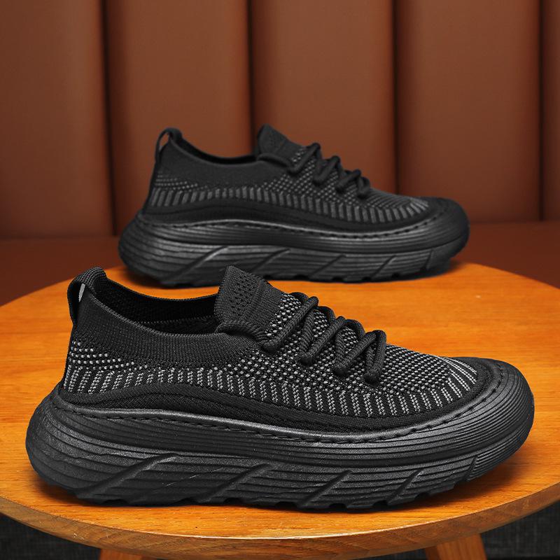 Letnie męskie oddychające sneakersy z siateczki – wszechstronne buty casualowe do biegania na grubej podeszwie w stylu koreańskim