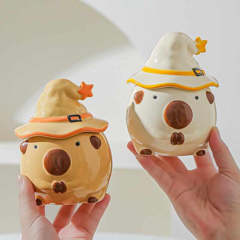 Mug Kapibala Gives Girls Cute Water Cup with Lid Ceramic Cup Birthday Gift High-looking Creative Cup