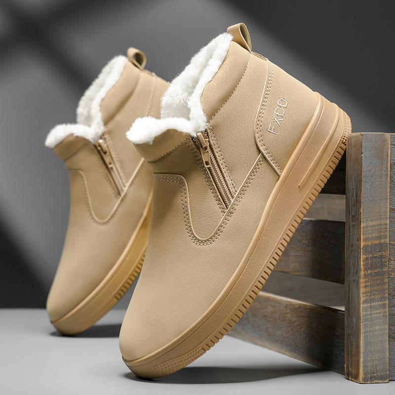 Winter Snow Boots Men's Shoes Fur Integrated Waterproof and Non-slip Piled Thickened One Pedal High-top Cotton Boots Warm Cotton Shoes