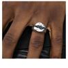 Adjustable Open Ring Men Women Vintage Hip Hop Geometric Crack Design Blue Sapphire Accent Plated